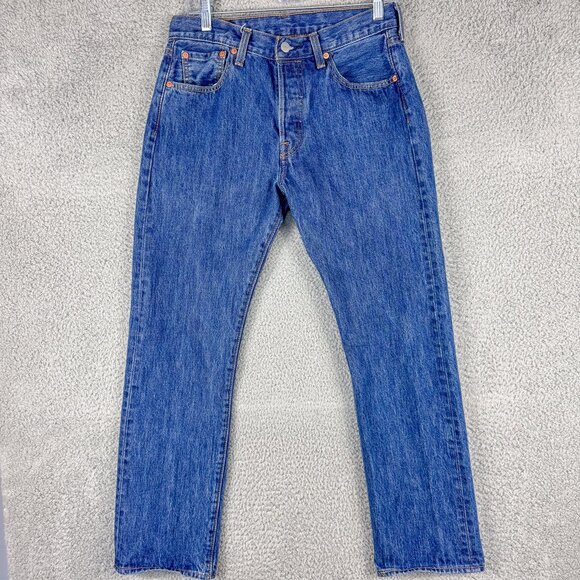 Levis 501 Jeans Mens 30 Blue Button Fly Denim Western Cowboy Outdoor 30x29 - Picture 1 of 15